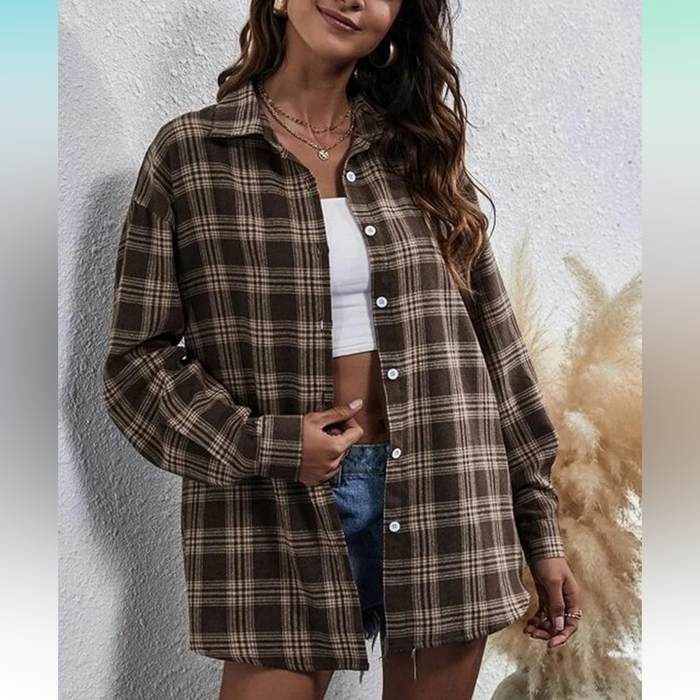 *$2 add on- Oversized Flannel button up